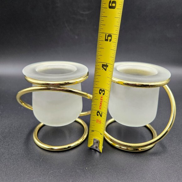 PartyLite Gemini Duo Interlocking Brass Rings Votive Candle Holder P7106 Read - Picture 3 of 11